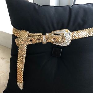 LONG GOLD METAL &RHINESTONE BELT